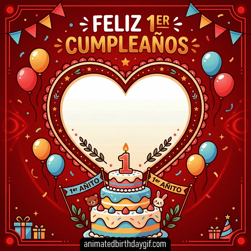 Plantilla Rojo para cumpleaños de 01 Año